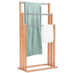 Towel Holder standing 3 stainless steel pole towel stand bamboo stand towel holder bathroom organizer