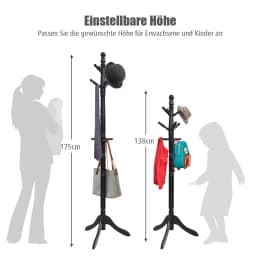 175 cm coat rack with 9 hooks, free-standing wood dresses stand with adjustable height, coat stand in tree shape