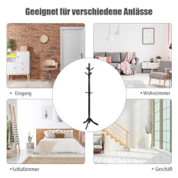 175 cm coat rack with 9 hooks, free-standing wood dresses stand with adjustable height, coat stand in tree shape