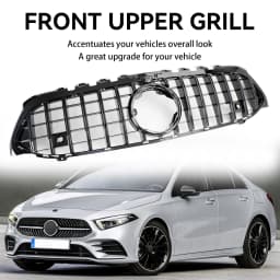 GT Style Front Bumper Grille Fit for Mercedes Benz A-Class W177 2019-2023 Black