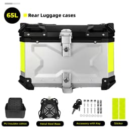 KEMIMOTO 45L/55L/65L Motorcycle Aluminum Case Tail Box Trunk with backrest Universal Top Tail Rear Luggage Tool Storage Box