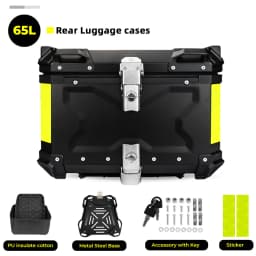 KEMIMOTO 45L/55L/65L Motorcycle Aluminum Case Tail Box Trunk with backrest Universal Top Tail Rear Luggage Tool Storage Box