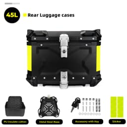 KEMIMOTO 45L/55L/65L Motorcycle Aluminum Case Tail Box Trunk with backrest Universal Top Tail Rear Luggage Tool Storage Box