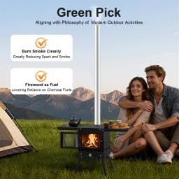 Foldable Wood Burning Camping Stove with Chimney Portable Stainless Steel Stove for Outdoor Cooking Fishing Backpacking Heating