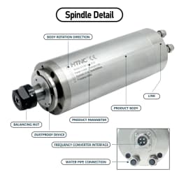 HTNC 2.2KW Water Cooled CNC Spindle Motor Kit 220V ER20 24000RPM 80mm Round Spindle with VFD Inverter Water Pump Bracket Collets for CNC Router Engraver