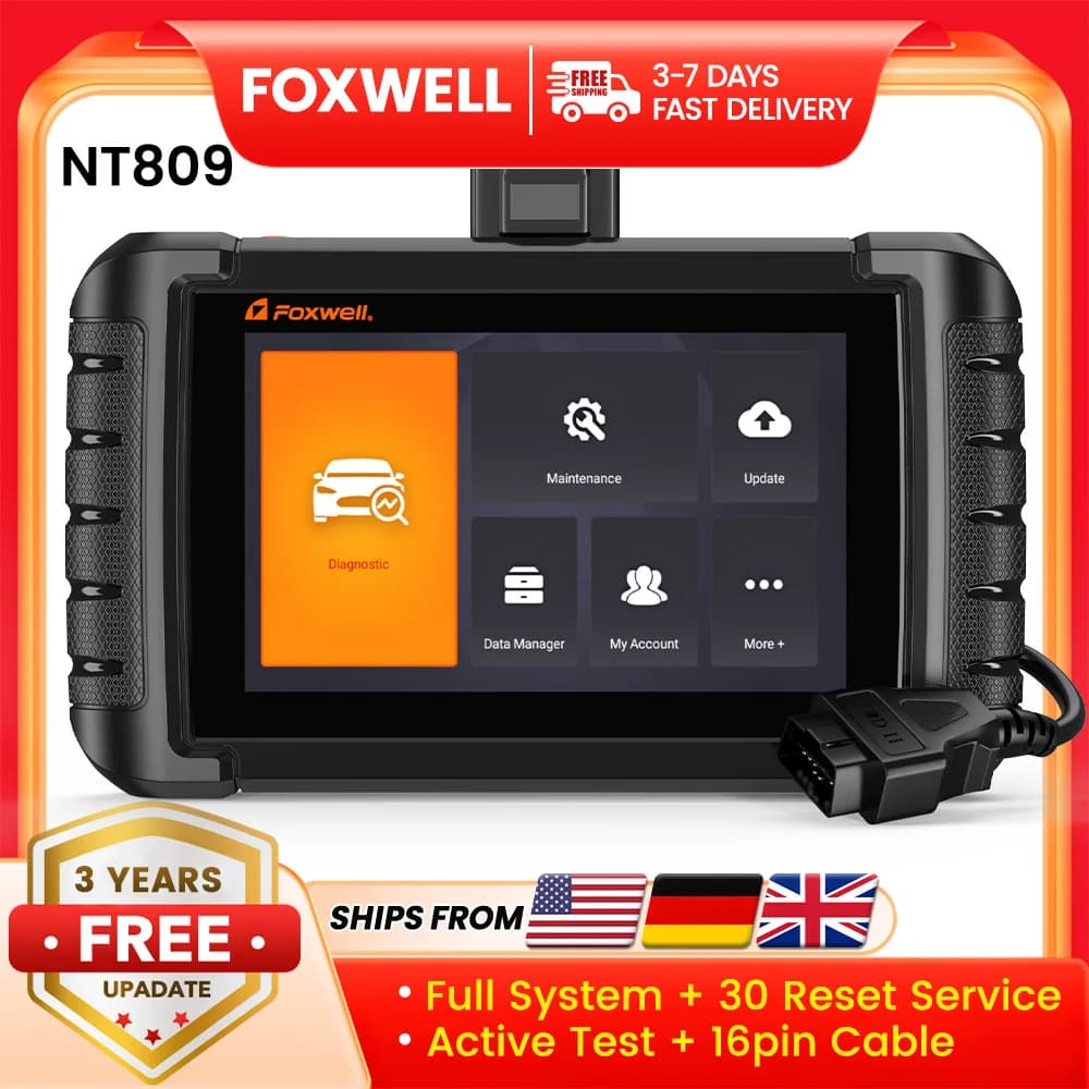 FOXWELL NT809 Automotive Scanner Bidirectional Test All System 30+ Reset Injector Coding Throttle Relearn Diagnostic Tool
