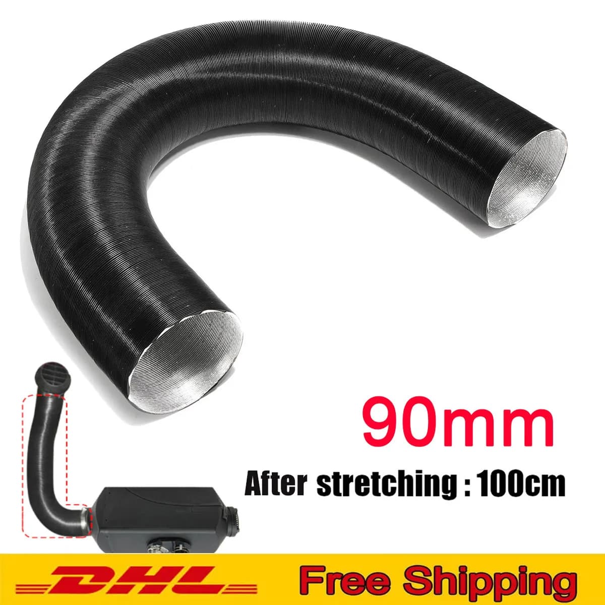 90mm Air Pipe Exhaust Fan Alum Hose Corrugation Intake Outlet Tube Car Air Conditioning Truck for Webasto Heater Accessories