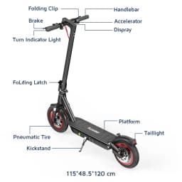 Electric Scooter i10 battery 15 Ah inflatable tires 10 inch range 45 km maximum speed 25 km/h mobile app compatible