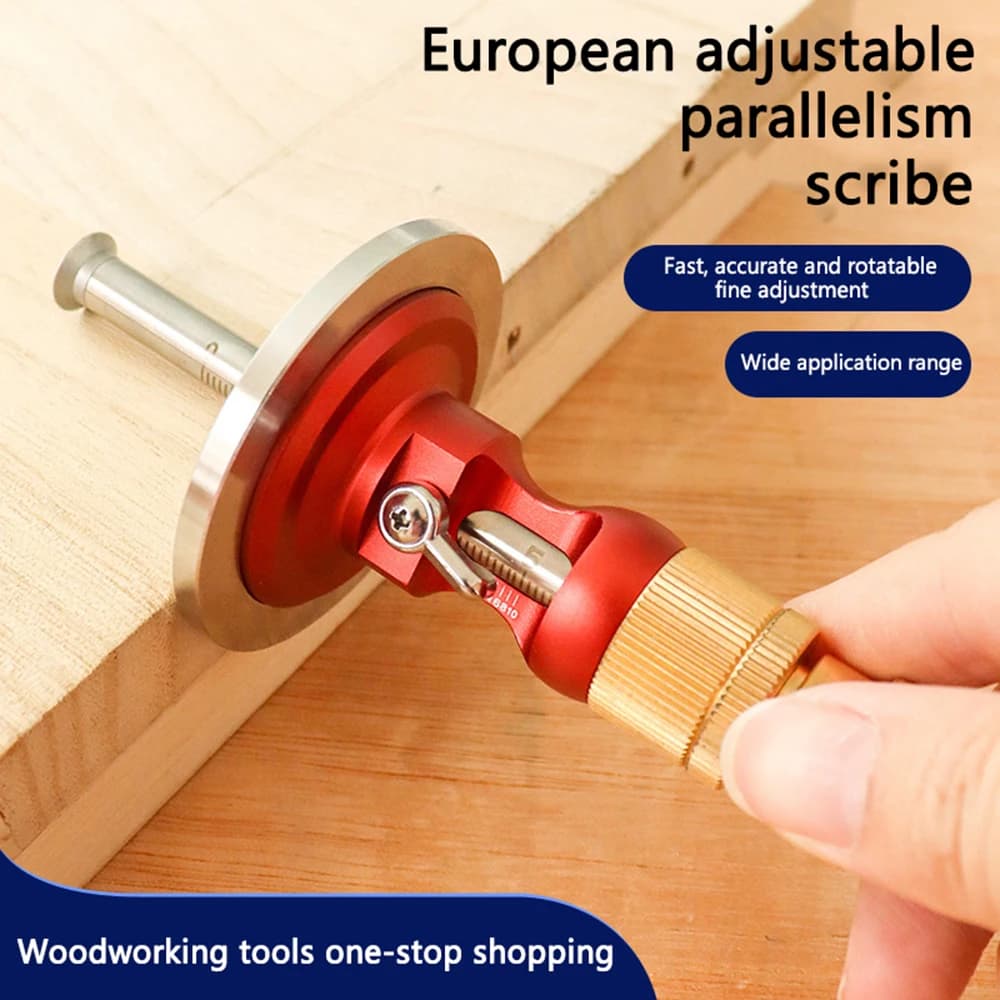 Woodworking Scriber Dual Purpose Tool European Style Aluminum Alloy Brass Stainless Steel Precise Marking Depth Measurement