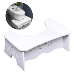 47x27.5x17.5cm White Toilet Aid Stool MDF Toilet Chair Easy to Assemble for ANY Standard Toilet or Bathroom