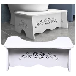 47x27.5x17.5cm White Toilet Aid Stool MDF Toilet Chair Easy to Assemble for ANY Standard Toilet or Bathroom