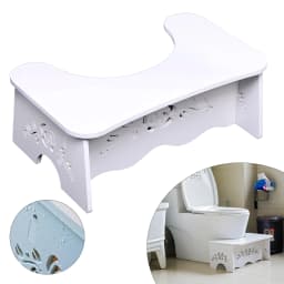 47x27.5x17.5cm White Toilet Aid Stool MDF Toilet Chair Easy to Assemble for ANY Standard Toilet or Bathroom