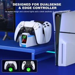 DinoFire Dual Fast Charger for PS5 Wireless Controller Stand for Sony PlayStation 5 Gamepad DualSense Controller Charging Base