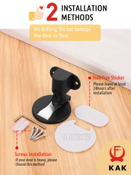 KAK 2PCS Adjustable Door Stop Punch-free Magnetic Anti-collision Door Stopper Invisible Floor Door Stop Wall Protect Hardware