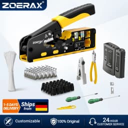 ZoeRax 11 in 1 RJ45 Cat7 Cat6A Crimp Tool Kit,Cable Tester,Wire Cutter,Blades Cat7 Connectors and Boots Cable Ties screwdrivers