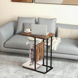 Side table with cat scratching post, removable washable cushions, modern C-shaped side table for cats, 50x30x64 cm