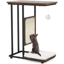 Side table with cat scratching post, removable washable cushions, modern C-shaped side table for cats, 50x30x64 cm