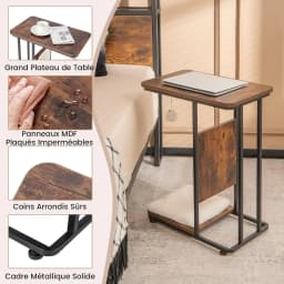Side table with cat scratching post, removable washable cushions, modern C-shaped side table for cats, 50x30x64 cm
