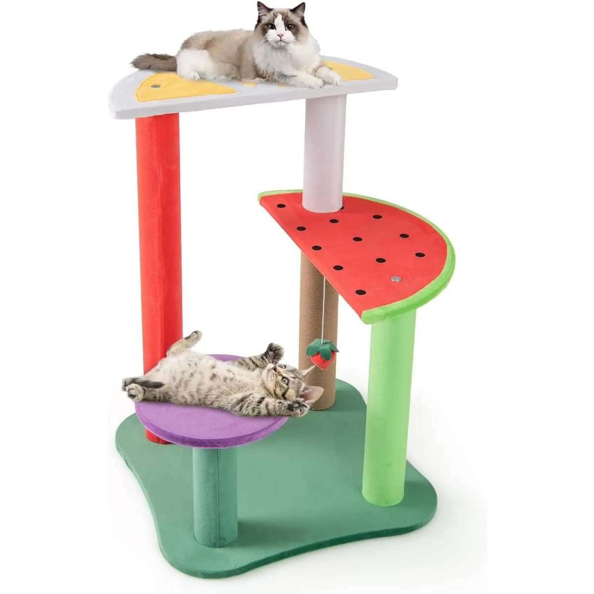 69 cm small scratching post, cat tree with strawberry ball and scratching post, climbing tree activity tree play tree
