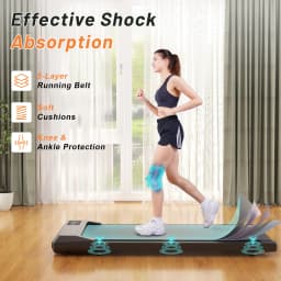 Superun 2 in 1 Portable 90 cm(35.43 in) Belt Under Desk Treadmill Walking Pad Treadmill, 2.2HP Walking Treadmills for Home Black