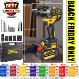 750NM High Torque Brushless Electric Impact Wrench 1/2", 21V Battery Cordless Wrench for Car Repair Power Tool 3-Speed 6000mAh