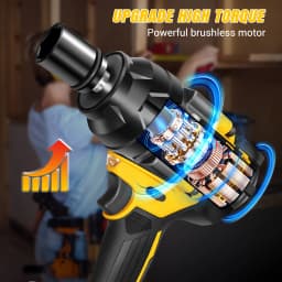 750NM High Torque Brushless Electric Impact Wrench 1/2", 21V Battery Cordless Wrench for Car Repair Power Tool 3-Speed 6000mAh