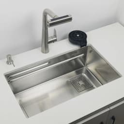 Undermount Kitchen Sink 304 Stainless Steel Above Mount Sinks with Waterfall Faucet Multifunction Single Washing Basin