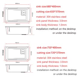 Undermount Kitchen Sink 304 Stainless Steel Above Mount Sinks with Waterfall Faucet Multifunction Single Washing Basin