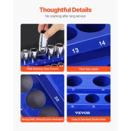 SucceBuy 4PCS Magnetic Socket Organizer Set 3/8'' Metric SAE Socket Trays with Clear Labels for Factory Tools Repair Garage