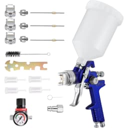 HVLP Spray Paint Gun Professional Spray Paint System Spray Gun,Equipped with 600ml Plastic Cup,Air Pressure Regulator,3 Nozzles