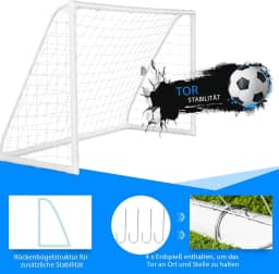 Football goal, football goals for garden children, football goal with high-strength net & 6 ground spikes for children & adults