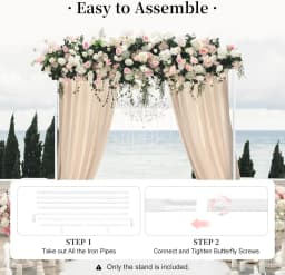 Wedding Frame, Modern Removable , Sturdy, Large Base, Backdrop Stand for Anniversaries & Birthday Party, White 2.0 x 2.0 m