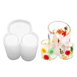 Silicone Storage Box Mold with 3-Slot Vase Silicone Mold Epoxy Resin Casting Molds for Pen Holder Cosmetic Make-Up Container