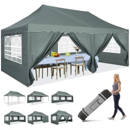 3x6m Folding Gazebo Party Tent Pop Up Canopy Garden Gazebo With 6 Side Wall 4 Sandbags For Weddings Backyard Market Event Tents