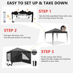 3x3m Folding Canopy Pop Up Gazebo With 4 Sidewall Party Tent For Wedding Backyard WaterproofCanopy Outdoor Commercial Event Tent