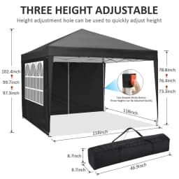 3x3m Folding Canopy Pop Up Gazebo With 4 Sidewall Party Tent For Wedding Backyard WaterproofCanopy Outdoor Commercial Event Tent