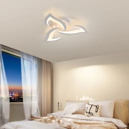 Modern Flower Shape LED Ceiling Light Fixture, 3000K Warm White Light Acrylic Flush Mount Ceiling Lamp (3-Head White)