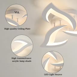 Modern Flower Shape LED Ceiling Light Fixture, 3000K Warm White Light Acrylic Flush Mount Ceiling Lamp (3-Head White)