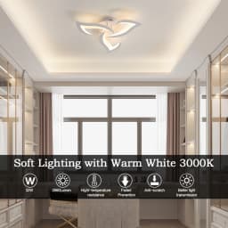 Modern Flower Shape LED Ceiling Light Fixture, 3000K Warm White Light Acrylic Flush Mount Ceiling Lamp (3-Head White)