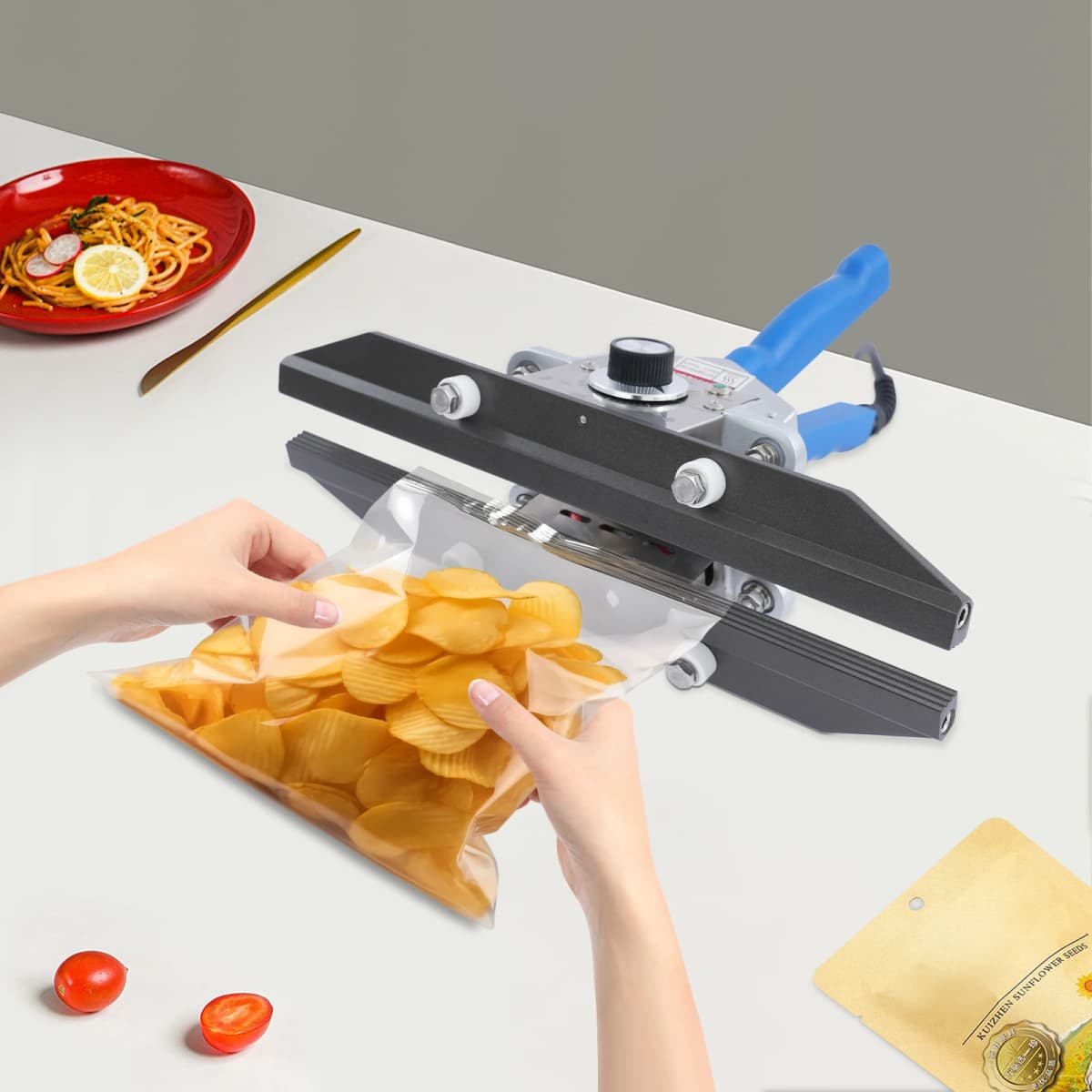 FKR-300 Hand-Held Bag Sealer Portable Handle Heat Sealing Machine 10mm Width Aluminium Foil Bag Kraft Paper Packing Sealer