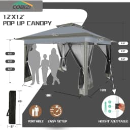 3×3m Pop Up Gazebo On Clearance - Upgrade Easy Up Metal Outdoor Gazebo Waterproof - Portable Gazebo with Mosquito Nettings