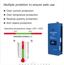 2000W Solar PV Limit Sensor Grid on Inverter with LCD Display DC 48V & AC 230V Household Solar Grid Tie Converter Optional WiFi