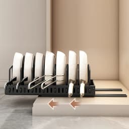 Pots and Pans Organizer Under Cabinet,Sliding Pot Lid Holder and Pan Rack Kitchen,Pull out Pot and Pan Organizer,Dishes Storage