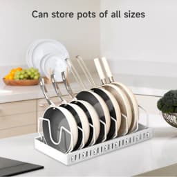 Pots and Pans Organizer Under Cabinet,Sliding Pot Lid Holder and Pan Rack Kitchen,Pull out Pot and Pan Organizer,Dishes Storage