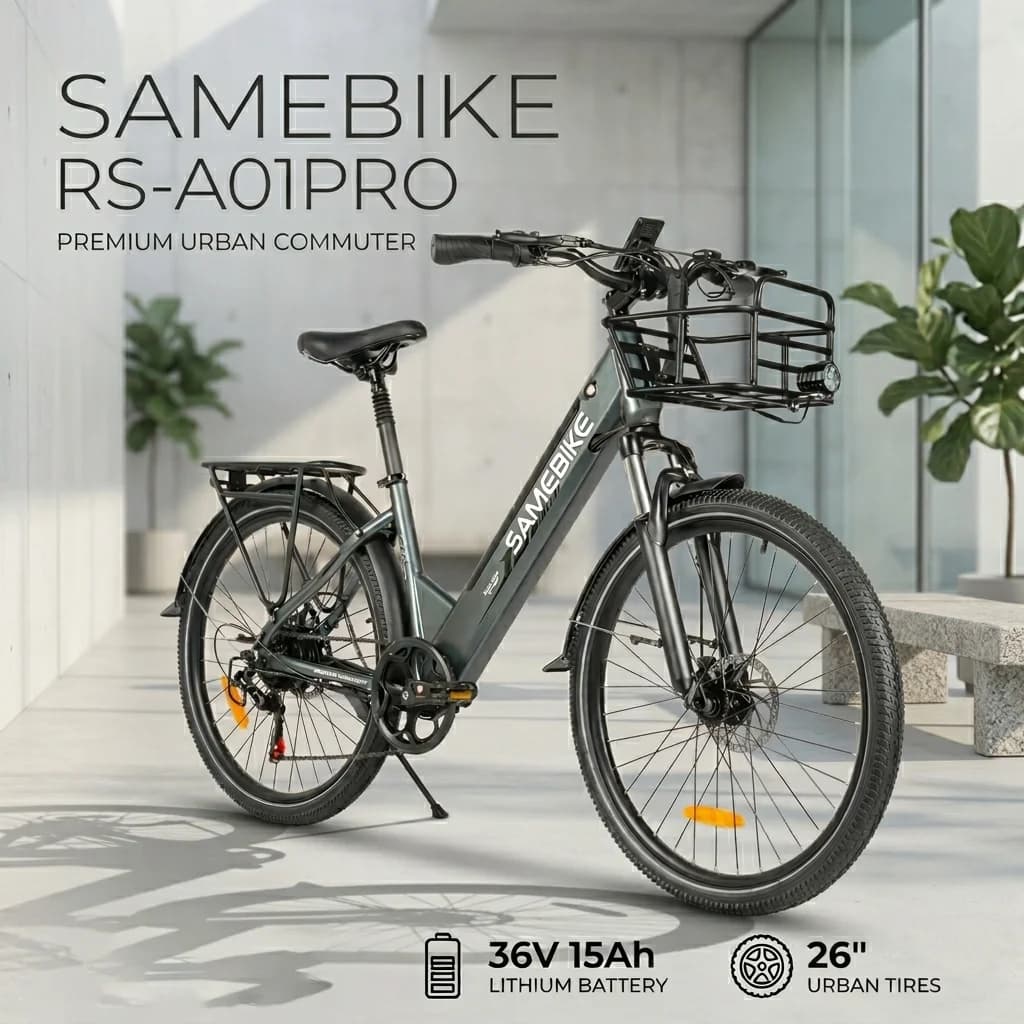 SAMEBIKE RS-A01Pro Electric Bicycle Brushless Motor 36V15AH Lithium Battery E Bike 26 Inch Tire Snow Adult Electric Bike