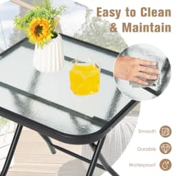 Patio Folding Square Glass Side Table Bistro Coffee Table Plant Stand