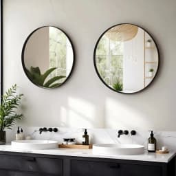 Wall Mirror with Black Brushed Metal Frame for Bathroom Bedroom Entrance Wall Decoration,Round Bathroom Mirror 60x60 / 80x80cm