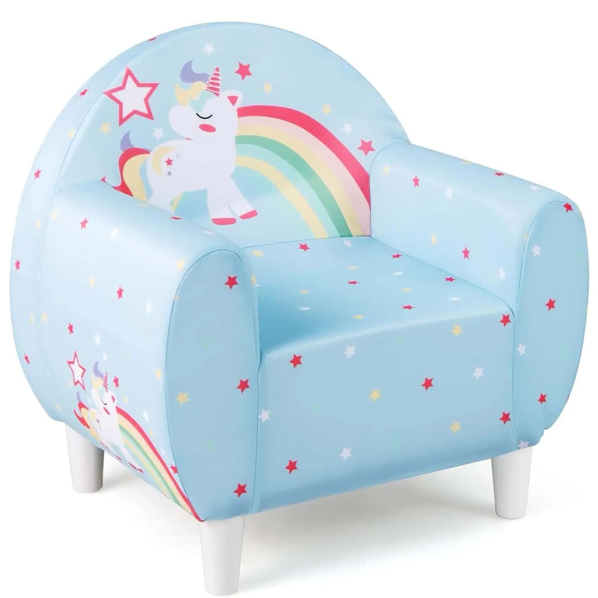 Children's Sofa for Toddlers, Children's Armchair Padded with Backrest & Armrest, from 3 Years, 55 x 41 x 54 cm (Blue)