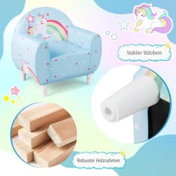 Children's Sofa for Toddlers, Children's Armchair Padded with Backrest & Armrest, from 3 Years, 55 x 41 x 54 cm (Blue)