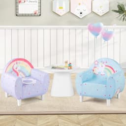 Children's Sofa for Toddlers, Children's Armchair Padded with Backrest & Armrest, from 3 Years, 55 x 41 x 54 cm (Blue)